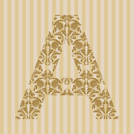 Floral font. Ornament letter on decoration background.のイラスト素材