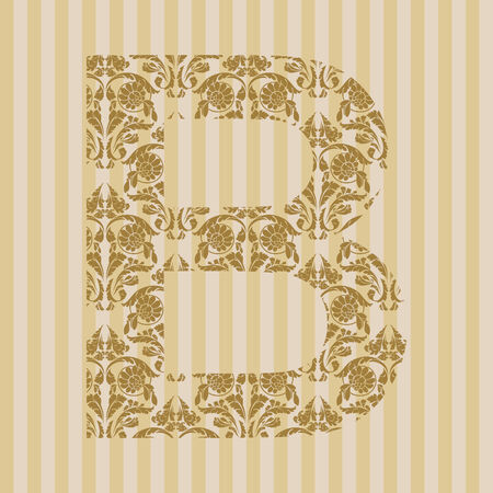Floral font. Ornament letter on decoration background.のイラスト素材