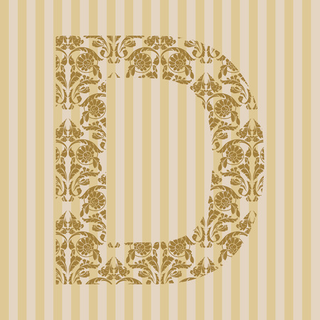 Floral font. Ornament letter on decoration background.のイラスト素材