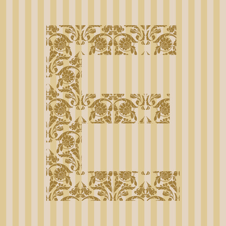 Floral font. Ornament letter on decoration background.のイラスト素材