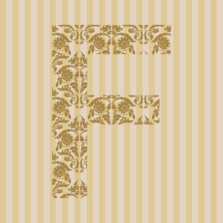 Floral font. Ornament letter on decoration background.のイラスト素材