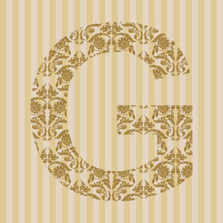 Floral font. Ornament letter on decoration background.のイラスト素材