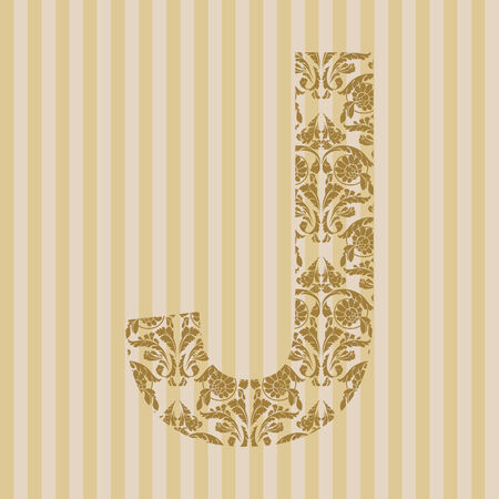 Floral font. Ornament letter on decoration background.のイラスト素材