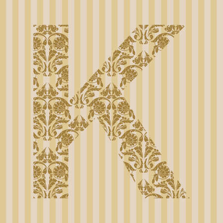 Floral font. Ornament letter on decoration background.のイラスト素材