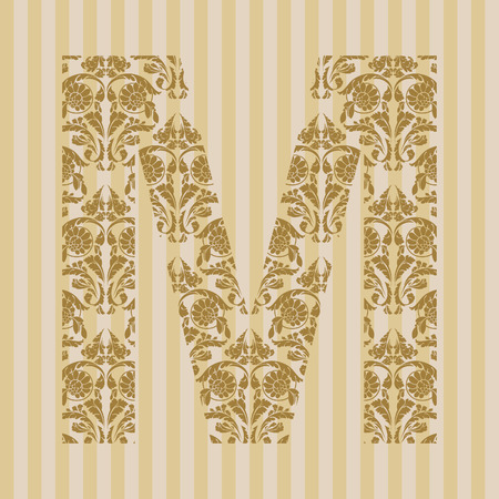 Floral font. Ornament letter on decoration background.のイラスト素材
