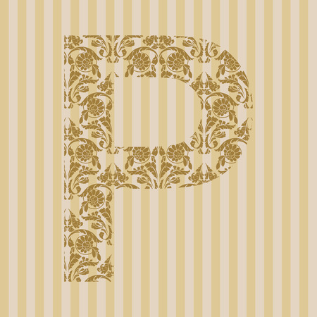Floral font. Ornament letter on decoration background.のイラスト素材