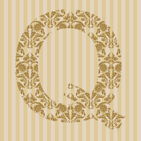 Floral font. Ornament letter on decoration background.のイラスト素材