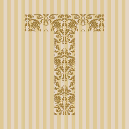 Floral font. Ornament letter on decoration background.のイラスト素材