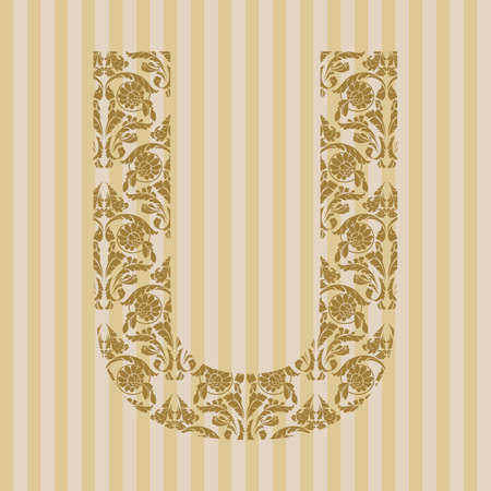 Floral font. Ornament letter on decoration background.のイラスト素材