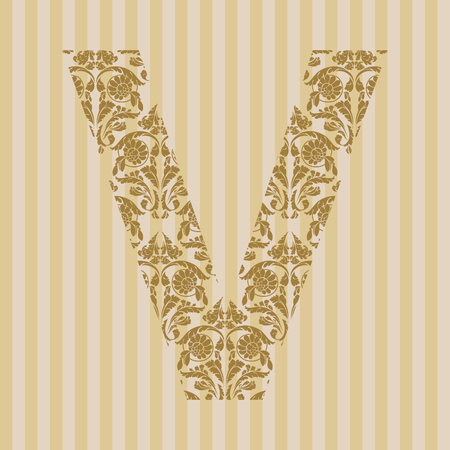 Floral font. Ornament letter on decoration background.のイラスト素材