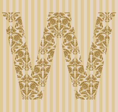 Floral font. Ornament letter on decoration background.のイラスト素材