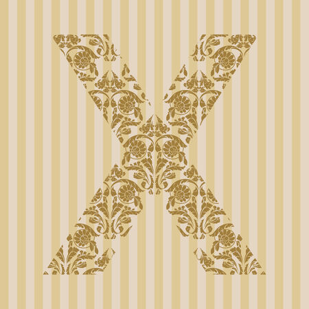 Floral font. Ornament letter on decoration background.のイラスト素材