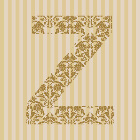 Floral font. Ornament letter on decoration background.のイラスト素材