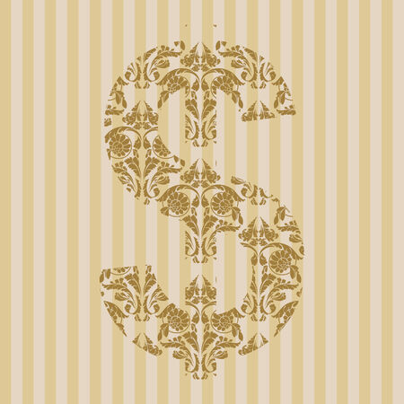 Floral font. Ornament symbol on decoration background (see other in my portfolio).のイラスト素材