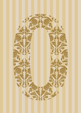 Floral font. Ornament number on decoration background (see other in my portfolio).のイラスト素材