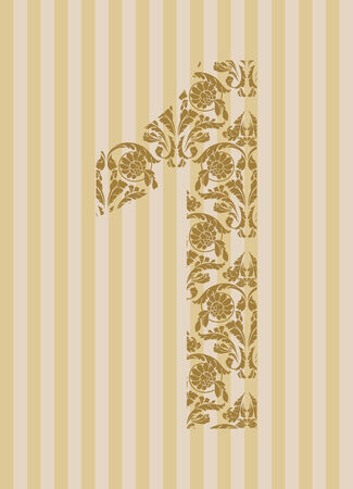 Floral font. Ornament number on decoration background (see other in my portfolio).のイラスト素材