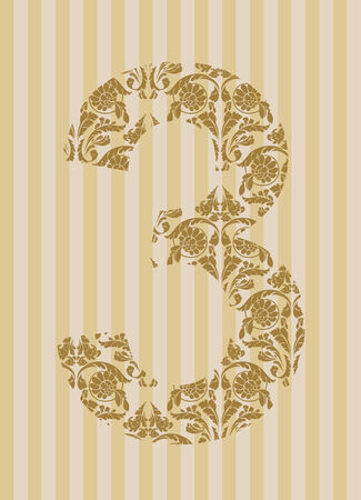 Floral font. Ornament number on decoration background (see other in my portfolio).のイラスト素材