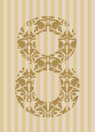 Floral font. Ornament number on decoration background (see other in my portfolio).
のイラスト素材