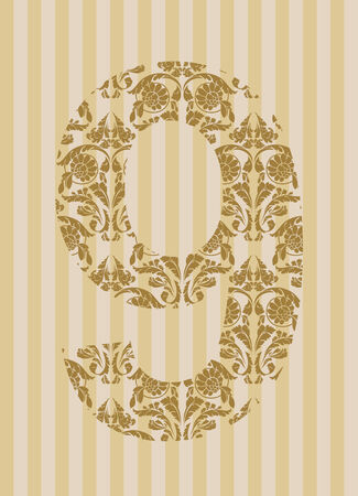 Floral font. Ornament number on decoration background (see other in my portfolio).
のイラスト素材