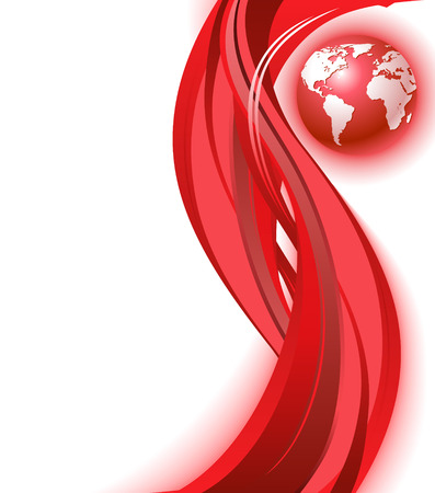 Red business world map wave background. design template.のイラスト素材