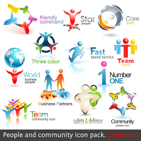 Business people community 3d icons. Vector design elements. Set of business teamwork symbols.のイラスト素材
