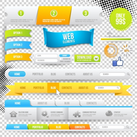 Web Elements, Buttons and Labels. Site Navigation.のイラスト素材