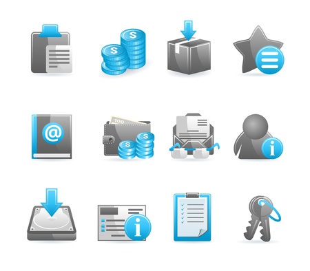 Blue glossy icon set.のイラスト素材