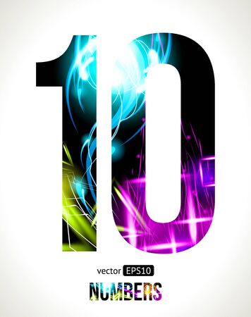 Vector design light effect numbers  Easy customizable   Number  10 のイラスト素材