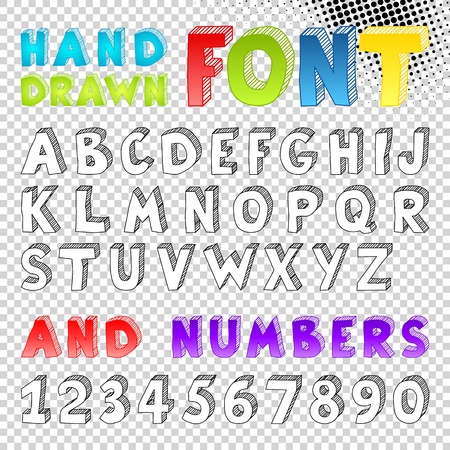 Hand drawn sketch font. Symbol.のイラスト素材