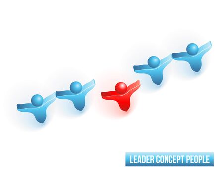 Leader concept people.  3d illustrationon white background.のイラスト素材