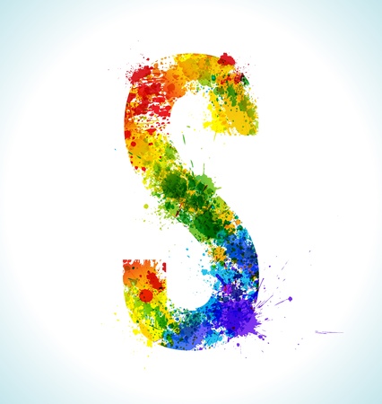 Color paint splashes Letter Sのイラスト素材