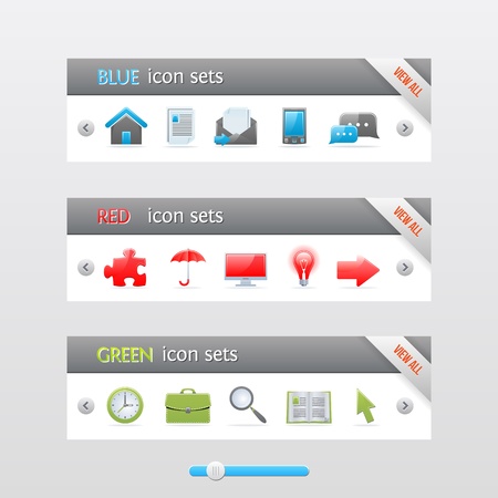 Clean vector banners with color icons.のイラスト素材