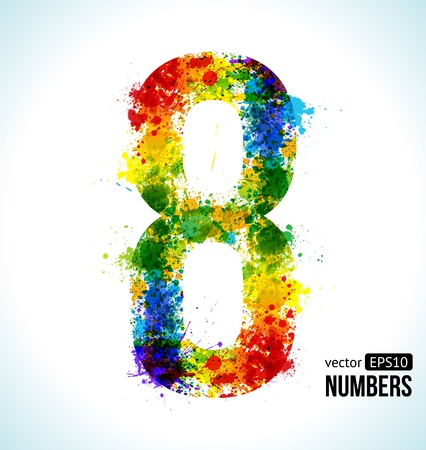 Color Paint splashes  Gradient  Font  Number 8 のイラスト素材