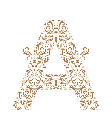 Floral letter isolated on the white background.のイラスト素材
