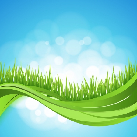 Nature ackground. Abstract backdrop with green grass wave. Bokeh design.のイラスト素材