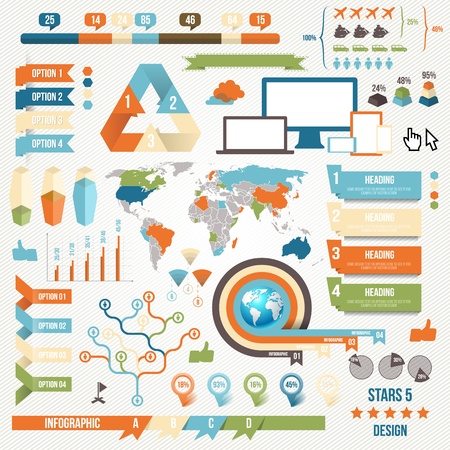Infographic Elements and Communication Concept. Vector Ribbons and Corners.のイラスト素材