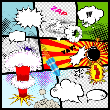 Retro Comic Book Speech Bubbles  Vector Design Elements のイラスト素材