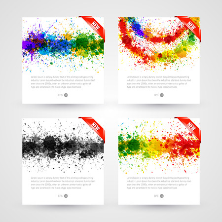 Set of bright paint splashes vector watercolor background. Eps 10 vector illustrationのイラスト素材