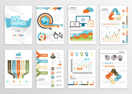 Big Set of Infographics Elements Business Illustrations, Flyer, Presentation. Modern Info Graphics and Social Media Marketing. Infographyc Pages Templateのイラスト素材