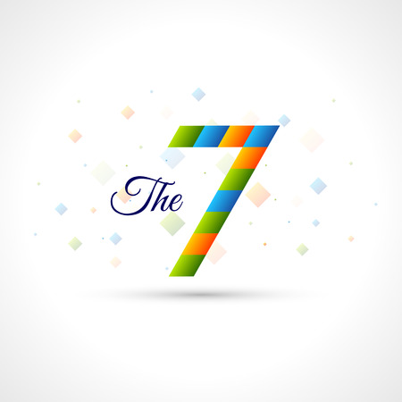 Abstract Logo Template "The 7". Easy to colorize to your logotype Design. Color Corporate icon. Creative Rhomb Vector Ribbon.のイラスト素材