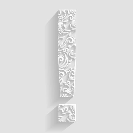 Symbol "!". Vector Floral Invitation cards Decorative Fontのイラスト素材