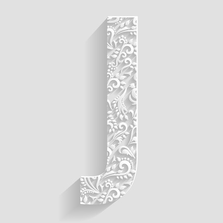 Letter J. Vector Floral Invitation cards Decorative Fontのイラスト素材