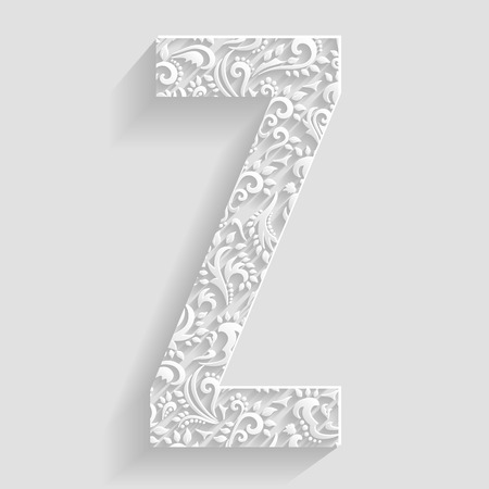 Letter Z. Vector Floral Invitation cards Decorative Fontのイラスト素材