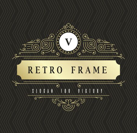 Luxury Vector Logo Template. Calligraphic elegant Ornament lines Illustration. Business Sign or Monogram for Identity of Invitations, Posters, Badges.のイラスト素材