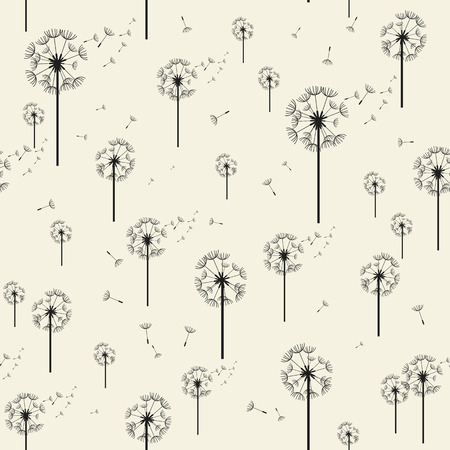 Dandelion Vector Seamless Pattern. Modern Stylish Texture. Repeating Geometric Elements Backgroundのイラスト素材