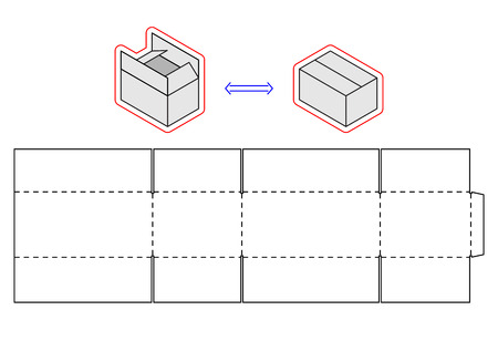 Horizontal box template on white background. packing. Simple Cardboard cutのイラスト素材