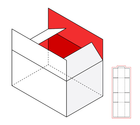 Simple Open Cardboard vector box template. Cut-outのイラスト素材