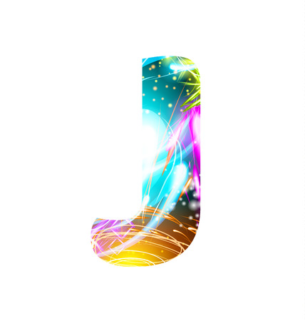 Glowing Light effect neon Font. Firework Color Design Text Symbols. Shiny letter Jのイラスト素材