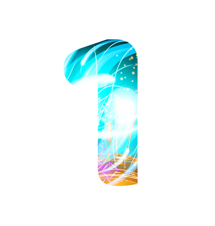 Glowing Light effect neon Font. Firework Color Design Text Symbols. Shiny number 1のイラスト素材