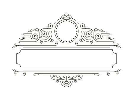 Vector floral frames in mono line style with copy space for text -  design template. Retro Frame. Luxury Frameのイラスト素材